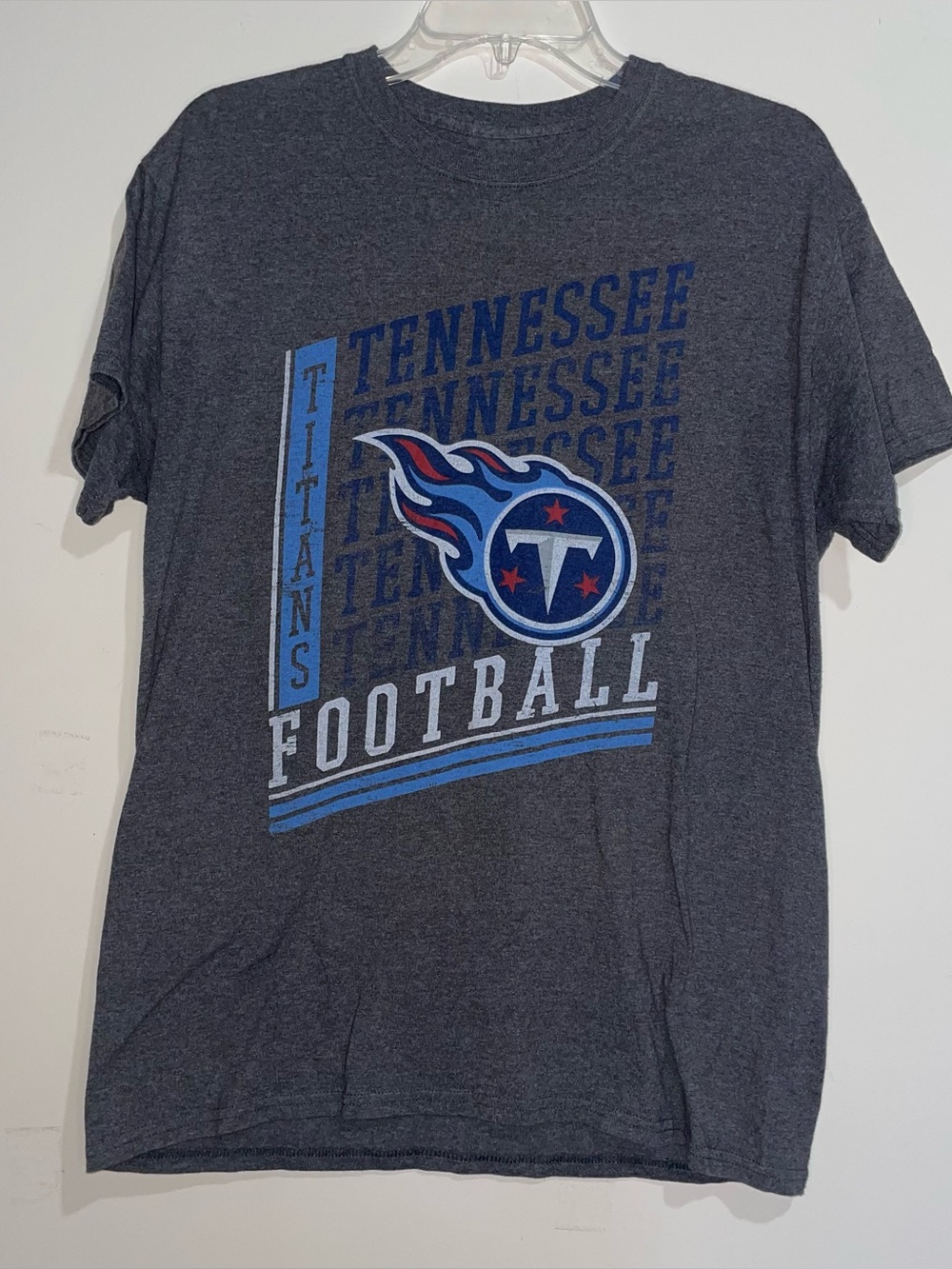Titans Gray Tee with Blue & Red Tennessee Titans Flame Logo